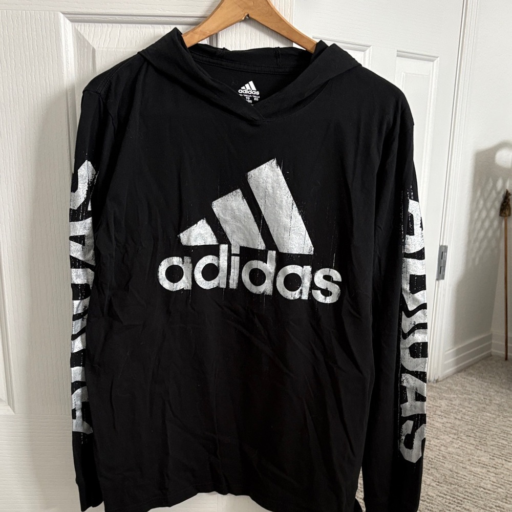 Adidas Black Hoodie with White Logo